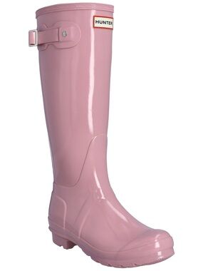 Hunter| Tall Glossy Rain Boots in Pink Nectar Sz 8